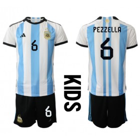 Argentina German Pezzella #6 Hemmakläder Barn VM 2022 Kortärmad (+ Korta byxor)